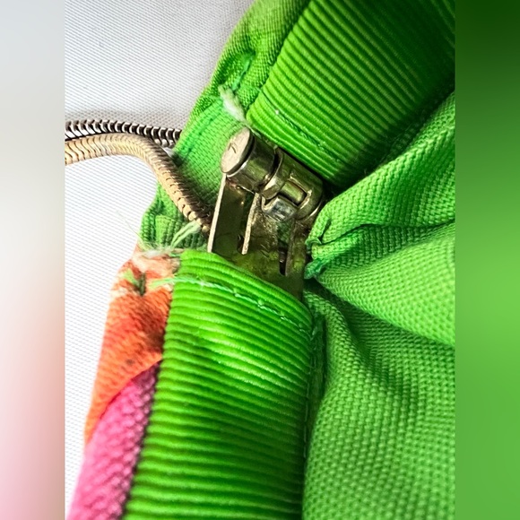 VTG 70s Floral Patchwork Shoulder Bag Boho Cottagecore  Chain Purse green yellow - Picture 7 of 11